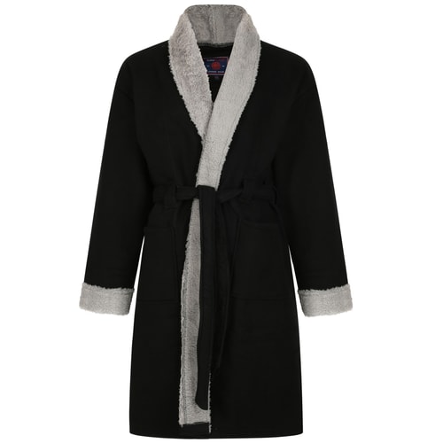 KAM Sherpa Lined Dressing Robe Black